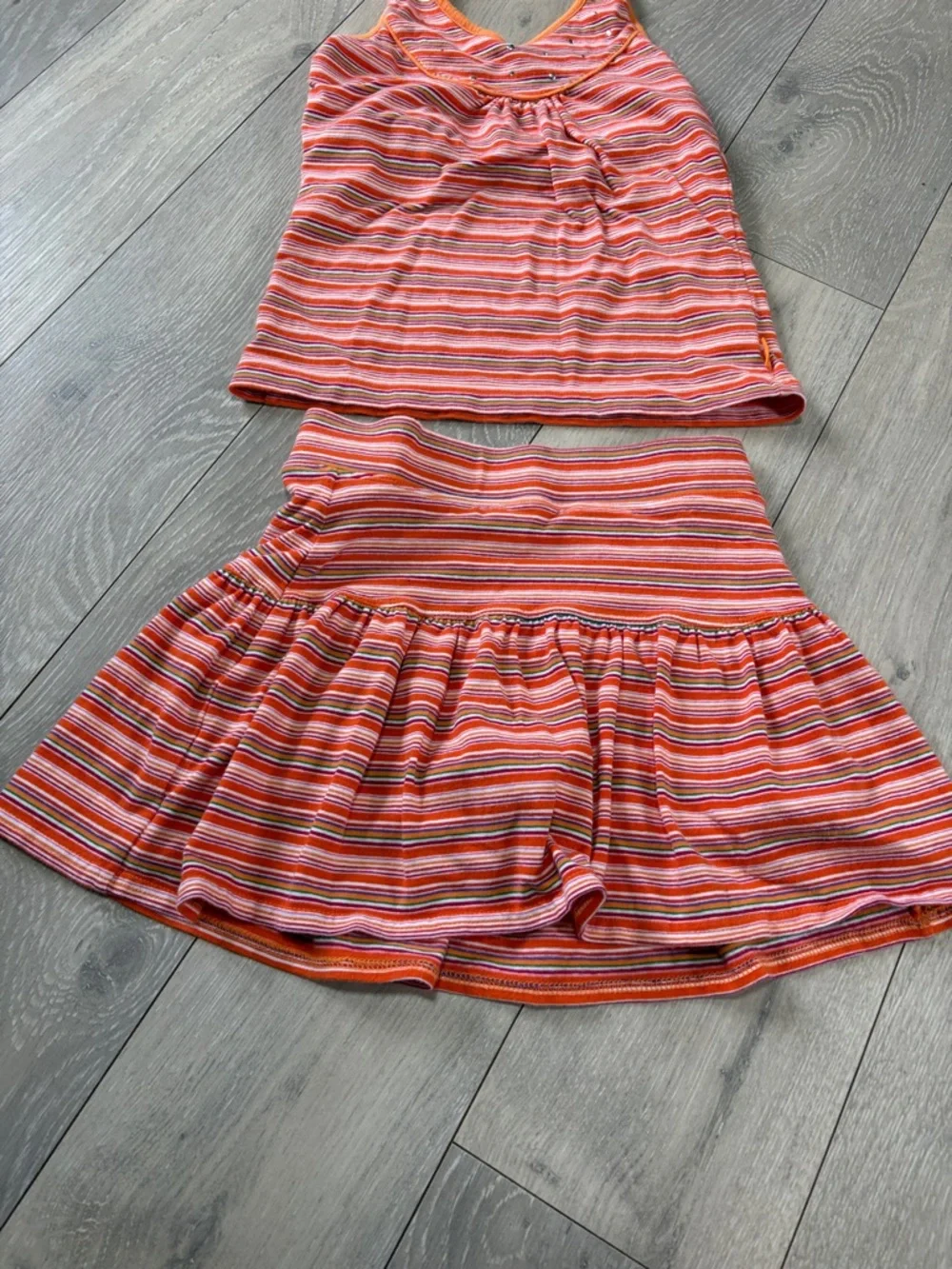 Y2K The Children's Place Bright Orange Striped Tank & Skirt Set - Picture 4 of 4
